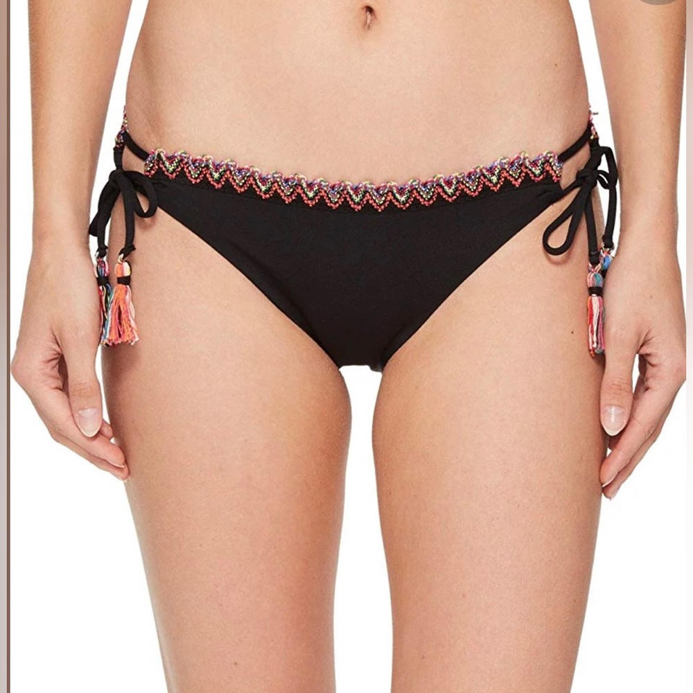 Becca by Rebecca Virtue Mardi Gras Tie Side Bikini Bottom Crochet Size Medium